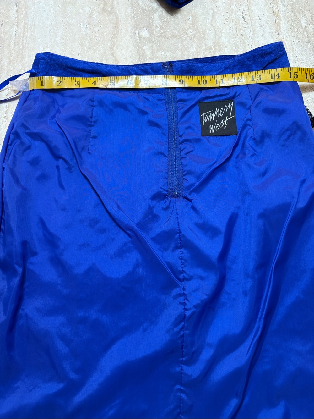 Beautiful vintage blue tannery West genuine suede pencil skirt suit. - Picture 4 of 12